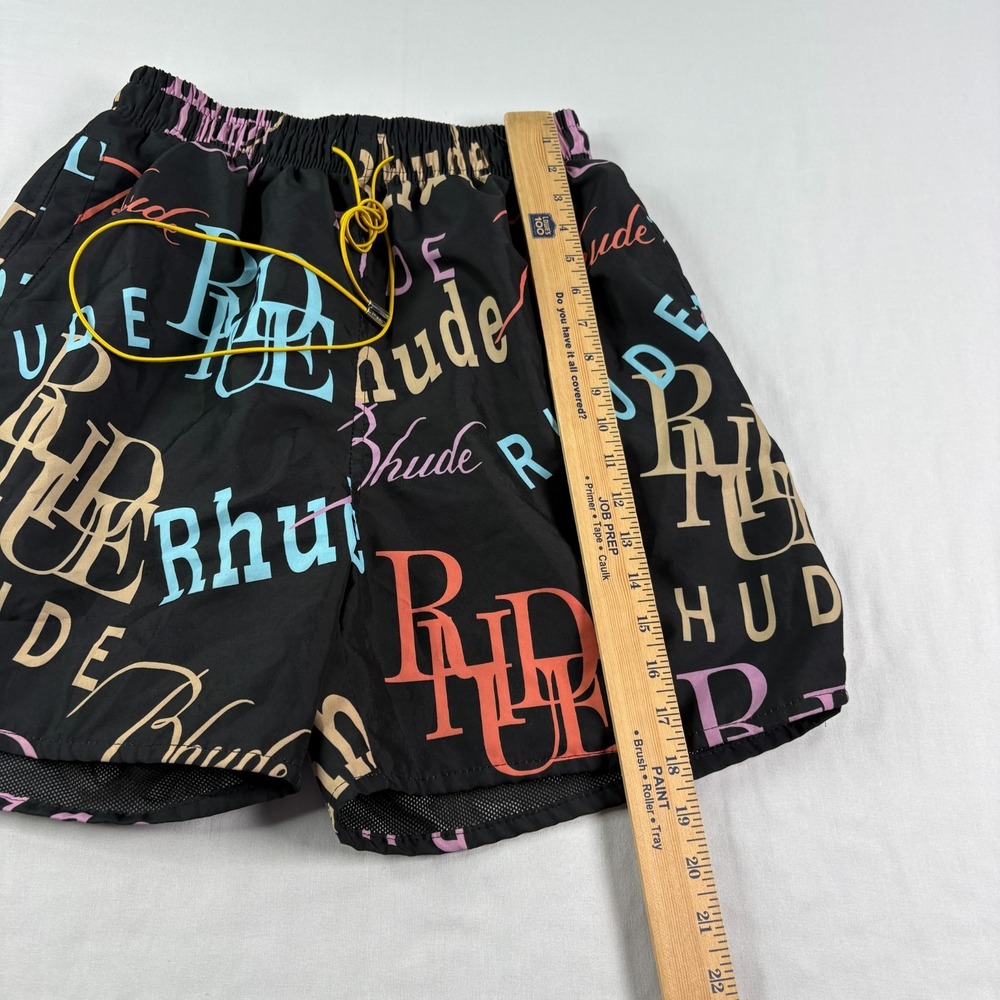 Rhude Swim Shorts Mens Medium Black Mash Up AOP Stretch Hybrid Bathing Suit - Picture 8 of 11